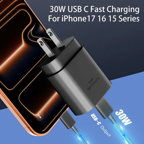Vista 2 de Cargador USB C de 30 W para iPhone 15/15 Pro Max/15 Pro/15 Plus/Samsung Galaxy S23 Ultra/S23/S23+/S22/S22 Ultra/S22+/S22+/S21 Ultra/S20 Ultra/Note