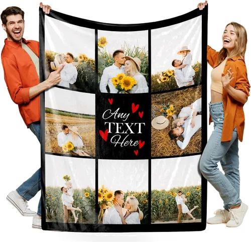 Vista 12 de Manta personalizada con foto, manta de collage personalizada con tu propia imagen, fabricada en Estados Unidos, regalo para ella, él, mujeres