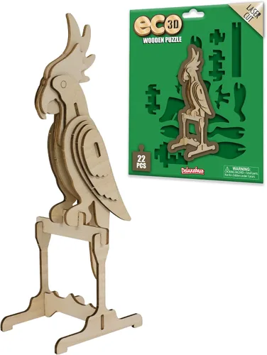Vista 7 de Rompecabezas de madera Eco 3D de Deluxebase. Kit de manualidades de rompecabezas 3D con temática animal. Juguetes de animales de safari de madera