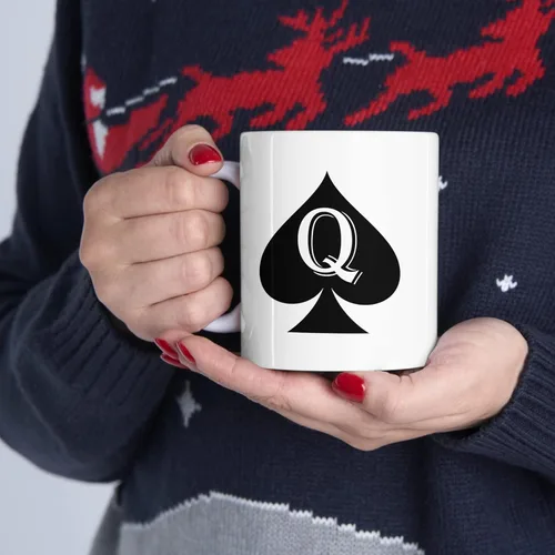 Vista 2 de Brian Bula Taza de café QOS Queen of Spades