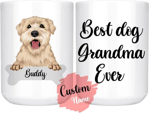 Vista 9 de Taza personalizada de Wheaten Terrier con diseño de perro mamá y papá, taza de Wheatie Dog para hombres y mujeres, taza de regalo de dueño de perro