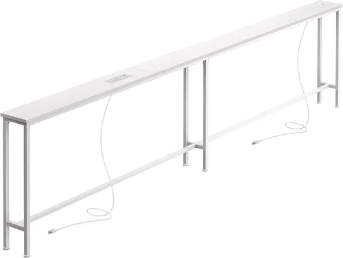 Vista 22 de SUPERJARE - Mesa de sofá de 79 pulgadas con 2 tomas de corriente y puertos USB-C, mesa consola estrecha de 5.9 pulgadas con almacenamiento, mesa