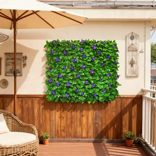 Vista 5 de Protección de privacidad de valla expandible para balcón y patio al aire libre, panel decorativo de valla de hiedra sintética, setos artificiales