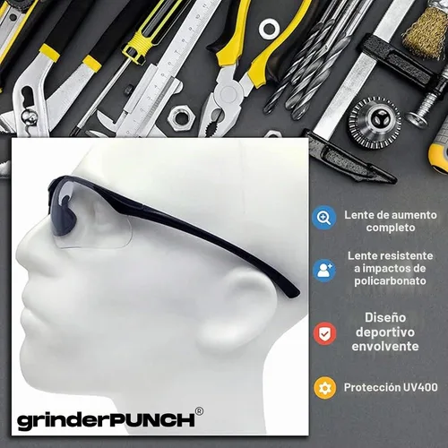 Vista 2 de grinderPUNCH Lentes de Seguridad de Lente Completa con Aumento de Magnificación ANSI Z87, Resistente a Impactos, Lentes de Lectura con Dioptría