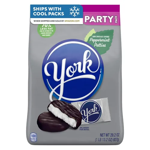 Vista 9 de YORK Caramelo de chocolate oscuro y menta con sabor a bocadillo, sin gluten, paquetes de 0.55 onzas (25 unidades)