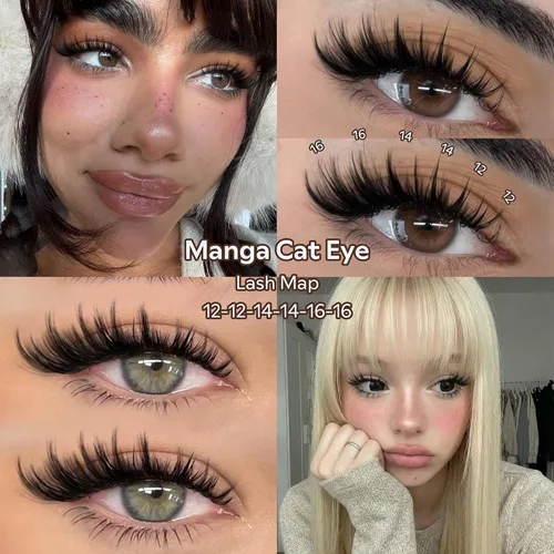 Vista 3 de Goddvenus Manga Lash Racimos de 12-0.551-0.630 in Natural Wispy Fairy Racimos de pestañas 144 extensiones de pestañas en racimo mullidas Anime