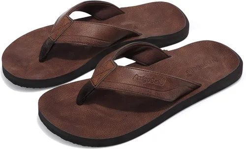 Vista 2 de AX BOXING Sandalias de cuero para hombre, sandalias casuales y cómodas