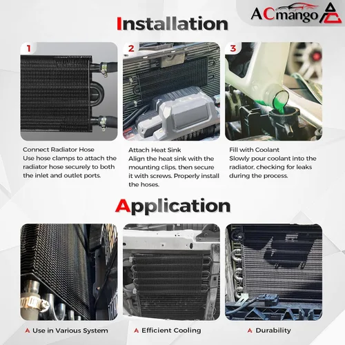 Vista 7 de Kit enfriador de transmisión de tubos y aletas Ultra-Cool de 4 pasos universal 402 de aluminio negro con kit de enfriador de aceite de 5/16