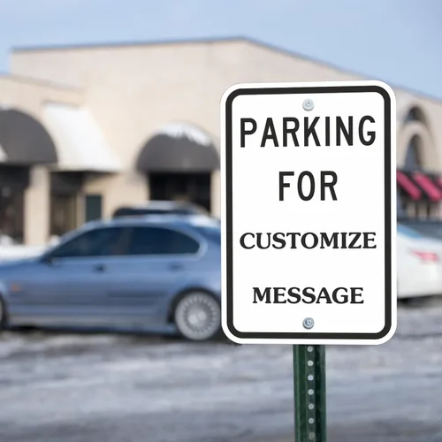 Vista 3 de Letrero personalizado "Parking For - Add Your Message" de SmartSign Aluminio de 12 x 18 pulgadas