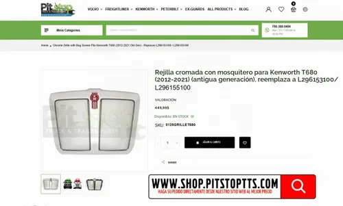 Vista 3 de Rejilla cromada compatible con Kenworth T680 Old Gen 2012-2022