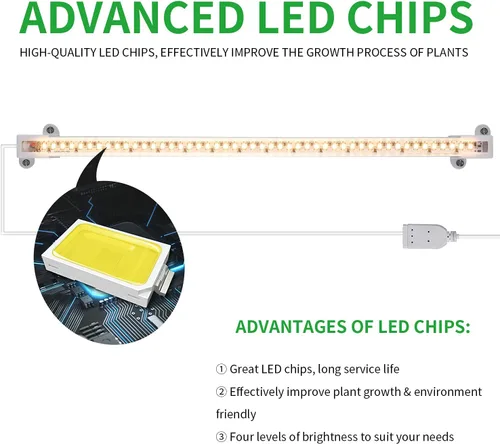 Vista 7 de RWNTAO Lámpara de cultivo de una tira de 2 unidades, tiras de luz LED de espectro completo para plantas de interior con temporizador de encendido
