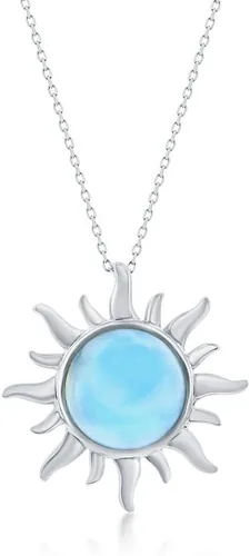 Vista 9 de Collar de larimar natural para mujer, velero, cangrejo, caballito de mar, collares de playa para mujer, collares con colgantes de piedras preciosas