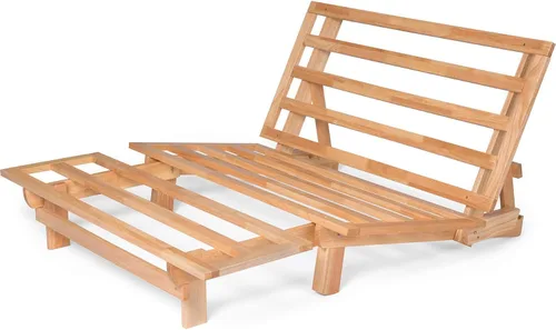 Vista 17 de Nirvana Futons Tumbona de futón doble con colchón de microfibra de madera maciza natural Fudge de microfibra