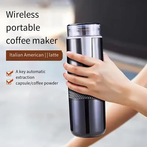 Vista 2 de Cafetera Portátil Para Coche, Cafetera De Cápsulas Con Carga USB, Recargable Y Portátil, Batería De 1200 MAh, Compacta Y Ligera Para Casa, Oficina