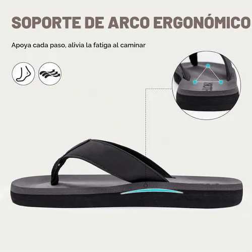 Vista 4 de Fitory - Sandalias de playa tipo flip-flops (de meter) para hombre, zapatillas cómodas Negro 2