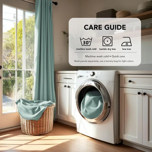 Vista 8 de Deconovo Cortinas opacas para cocina, guardería, ventanas pequeñas de 45 Aqua