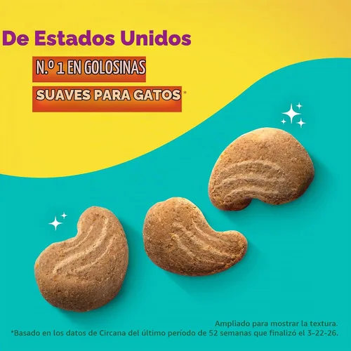 Vista 3 de Meow Mix Irresistibles y suaves golosinas para gatos hechas con salmón real