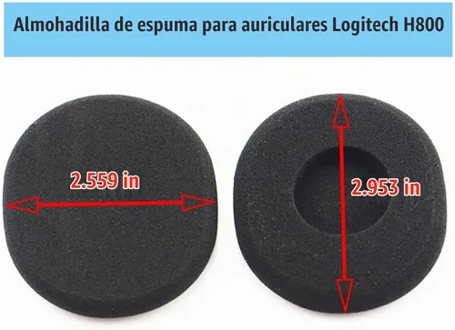 Vista 2 de Almohadillas de repuesto H800 compatibles con auriculares inalámbricos Logitech H800, almohadillas de esponja suaves y duraderas, almohadillas