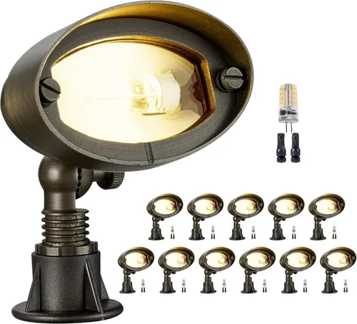 Vista 15 de Gardenreet Luz de Inundación de Latón Sólido - Iluminación de Lavado de Pared LED de Bajo Voltaje para Paisaje 12V, Impermeable IP65 para Exterior
