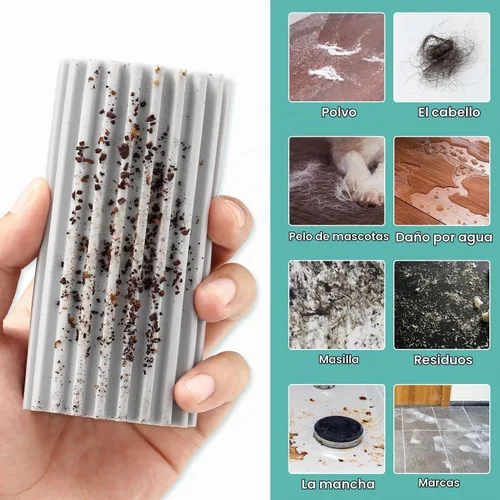 Vista 3 de Esponja para Limpieza de Polvo Húmeda, Paquete de 2 Esponjas Grises para Limpiar el Polvo, Esponja Reutilizable para Limpieza del Hogar