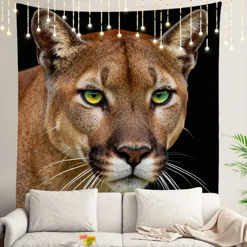 Vista 54 de Shrahala Brown Golden Tapestry, Lion Wall Hanging Hd Print Polyester Backdrop For Dorm Room Bedroom 30 X 40 In