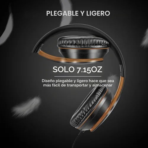 Vista 3 de LORELEI X6 Auriculares Over-Ear con Micrófono, Ligeros Plegables y Portátiles con Graves Estéreo con Cable de 1.45M Sin Enredos para Smartphone