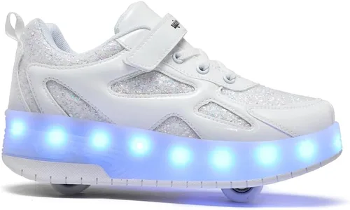 Vista 18 de Zapatos para niños con ruedas - 4 en 1 Zapatos con ruedas iluminados con luces LED recargables por USB para regalos de Navidad y escuela