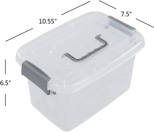 Vista 2 de Readsky Caja de plástico transparente de 5 L con tapas y asa, 6 paquetes