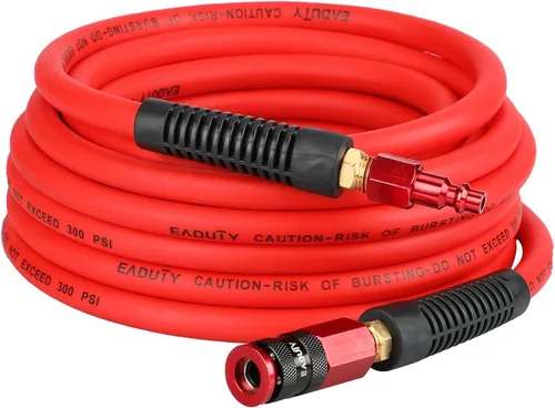 Vista 9 de Manguera de aire híbrida de entrada de 1/4 pulg. x 3 m, manguera de compresor de aire ligera, flexible y duradera con acoplador rápido universal