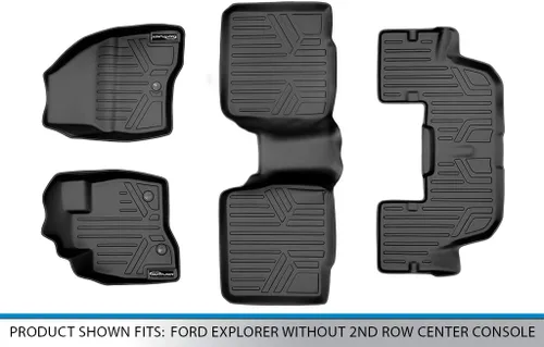 Vista 6 de MAXLINER - Tapetes para Ford, Juego de 3 filas sin segunda consola central, negro