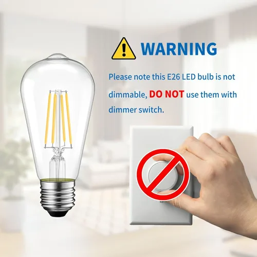 Vista 3 de ANWIO Bombillas LED Edison vintage, paquete de 3 unidades, 7 W, equivalente a 60 W, no regulables, ST58 2700 K, bombillas de filamento LED antiguo
