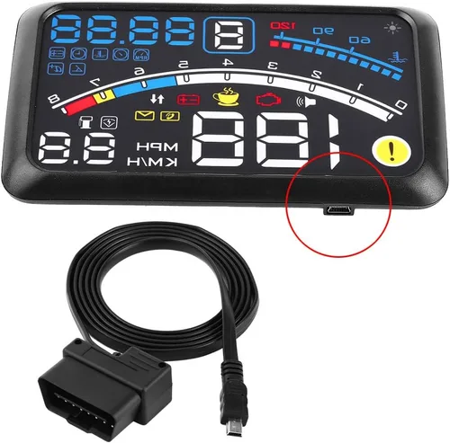 Vista 7 de Universal 5.9 "Coche HUD Display MPH/KM/h Over Speed Limit Advertencia Plug and Play Proyector con película para coches con OBDII o EUOBD Interfaz