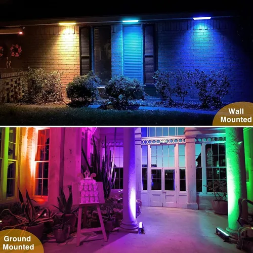 Vista 8 de Luz de arandela de pared RGB de 50 W, barra de luz RGB LED, luces de pared inteligentes con control remoto, impermeable, IP66 regulable, barra