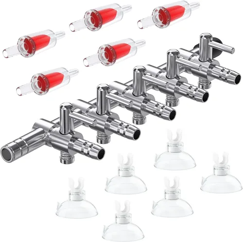 Vista 8 de Pawfly 6 unids 1-Way Acuario Control de Flujo de Aire Palanca Distribuidor de Válvula Recta Divisor para Peces Tanque