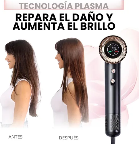 Vista 3 de ELLA BELLA® Secador de Cabello de Plasma Compacto, Secador de Cabello con Tecnología de Plasma Avanzada con Pantalla Digital, Secado Rápido, Bajo