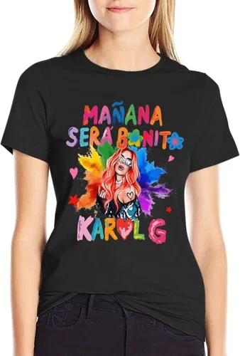 Vista 4 de Camiseta casual para mujer, camiseta gráfica de moda, cuello redondo, camisetas de verano