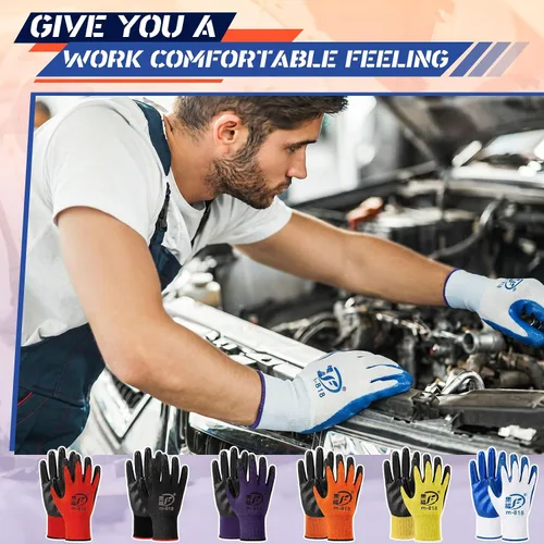 Vista 3 de Guantes de jardinería para hombres y mujeres, guantes de trabajo con revestimiento de goma transpirable para jardinería al aire libre, trabajo