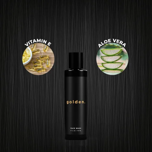 Vista 4 de Golden Grooming Co. - Jabón facial para hombre, aloe vera y vitamina E, limpiador facial natural para pieles sensibles y grasas, lavado de espuma
