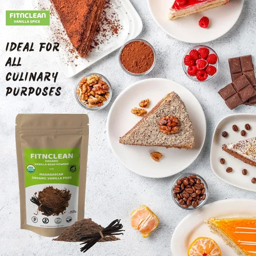 Vista 5 de FITNCLEAN VANILLA - Polvo orgánico de vainilla de Madagascar de 2 onzas. Certificado orgánico USDA. Sin aditivos naturales sin azúcar. Cápsulas