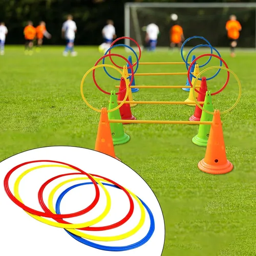 Vista 6 de Juego de anillos de entrenamiento de agilidad, 5 piezas de 11.8 in de PVC para ejercicios de fútbol, fútbol, baloncesto, niños y atletas