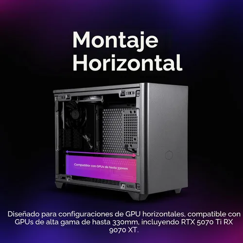 Vista 5 de Cooler Master NR200 Mini-ITX PC Case, High Airflow, 330mm GPU Support Negro