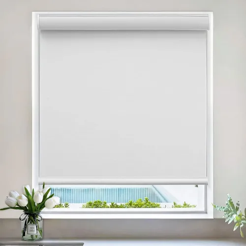 Vista 10 de Persianas enrollables para ventanas, sin cordones, opacas de tamaño personalizado, para cocina, oficina y dormitorio (beige)