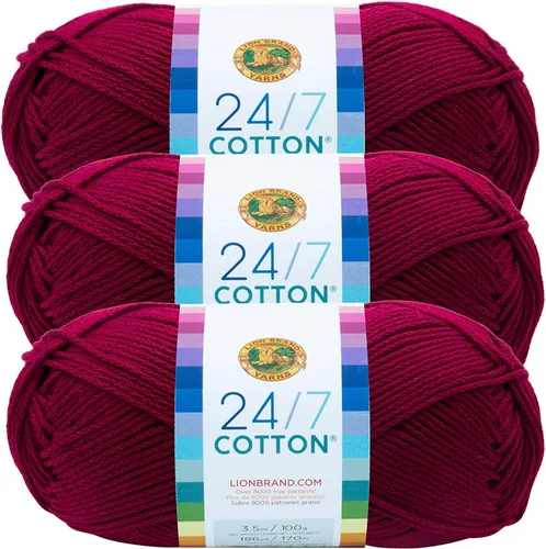 Vista 91 de Lion Brand Yarn - Hilo ligero 24/7 de algodón para tejer, hacer ganchillo y manualidades, Ámbar, paquete de 1 Light Worsted 100% Mercerized Cotton