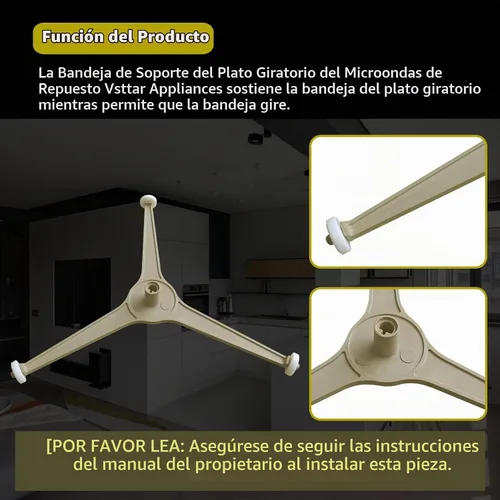 Vista 6 de WB06X10584 - Bandeja giratoria para microondas, repuesto para 1085075 EA952406 PS952406, compatible con microondas GE, color gris