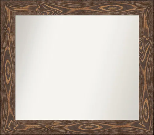 Vista 109 de Amanti Art Espejo de baño marrón para sobre fregadero, 26 x 26 pulgadas, espejo de tocador cuadrado marrón rústico Alexandria, marco de madera