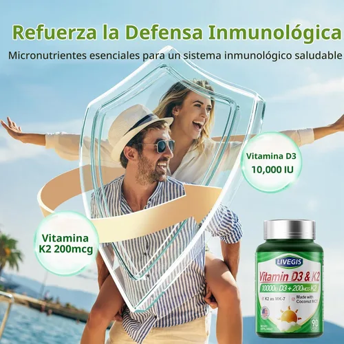 Vista 7 de Suplementos de vitamina D3 K2 con certificación NSF para huesos