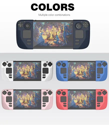 Vista 6 de Silicone Protective Shell Cover Skin Compatible With Steam Deck, Non-Slip Texture Handle Case for Steam Deck, Anti-Collision Cover with 4 Thumb