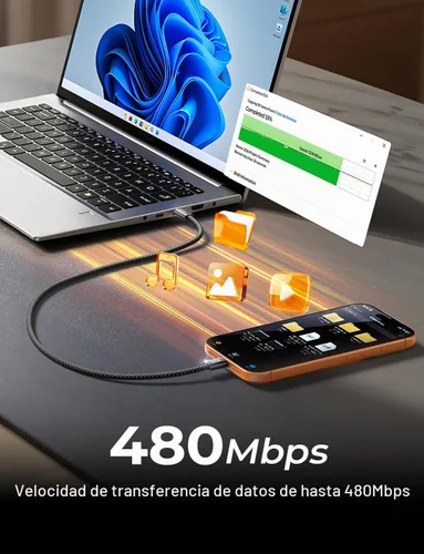 Vista 6 de LISEN - Cable corto USB C a USB C de 240 W (1.5 pies+1 5 pies) 2-Pack, Black USBC Cable for iPhone 17/16/15 Pro Max, iPad Pro/Air, MacBook