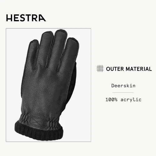 Vista 2 de Hestra mens Mens Leather Work Gloves Deerskin Primaloft Rib Winter Glove