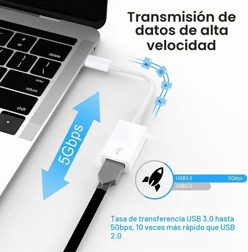Vista 3 de Adaptador USB C a USB, 2 unidades, convertidor de adaptador de cable OTG tipo C a USB 3.0